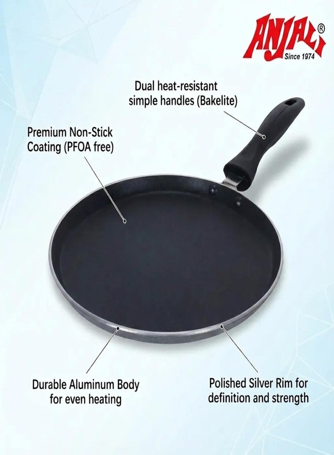ANJALI Diamond Classic Induction Dosa Tawa 270 mm | PTFE Nonstick Coating | Hammertone Finish - Image 3