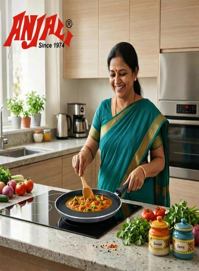 ANJALI Diamond Classic Induction Dosa Tawa 270 mm | PTFE Nonstick Coating | Hammertone Finish - Image 2