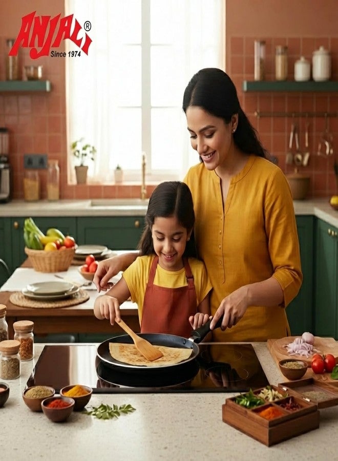 ANJALI Diamond Classic Induction Dosa Tawa 270 mm | PTFE Nonstick Coating | Hammertone Finish - Image 4
