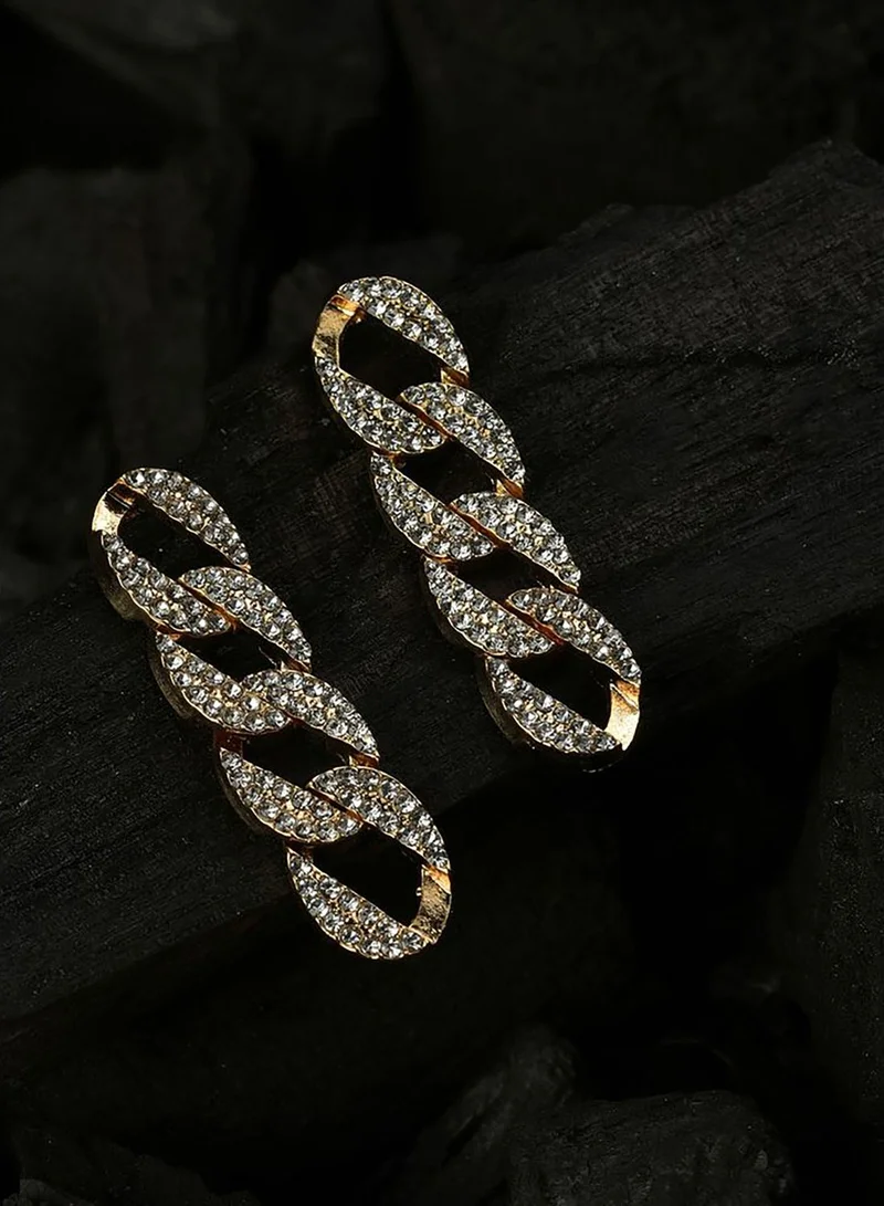 SOHI Gold Plated Stone Drop Earring