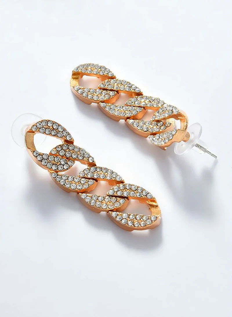 SOHI Gold Plated Stone Drop Earring