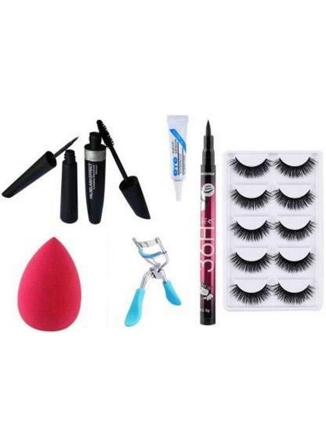 ClubComfort � Combo Of Mascaraeyelinergluebeauty Blendereyelash Curler 5 Pair Eyelash (11 Items In The Set)  - Image 1