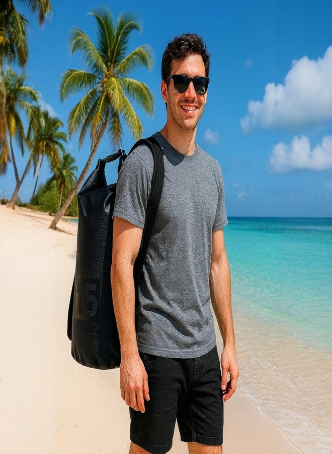 GNOLY حقيبة ظهر متينة مقاومة للماء من GNOLY، سعة 10 لتر، 15 لتر، 20 لتر - حقيبة ظهر قابلة للطي للتجديف بالكاياك والتجديف النهري والمشي لمسافات طويلة - حقيبة معدات خارجية عائمة للتخييم ورحلات الشاطئ (قطعة واحدة) (15 لتر) - Image 2