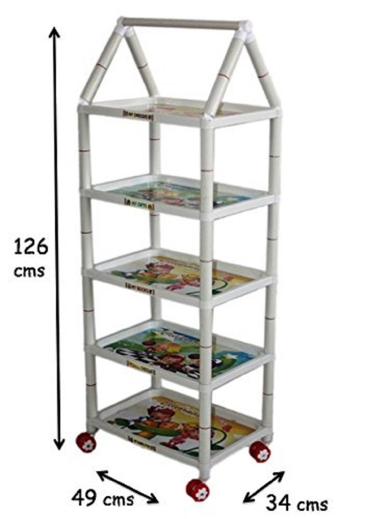 GRAZIA GRAZIA OBBO Multipurpose Toy BoxAlmirah with 5 Shelves Red  - Image 2
