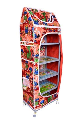 GRAZIA GRAZIA OBBO Multipurpose Toy BoxAlmirah with 5 Shelves Red  - Image 1