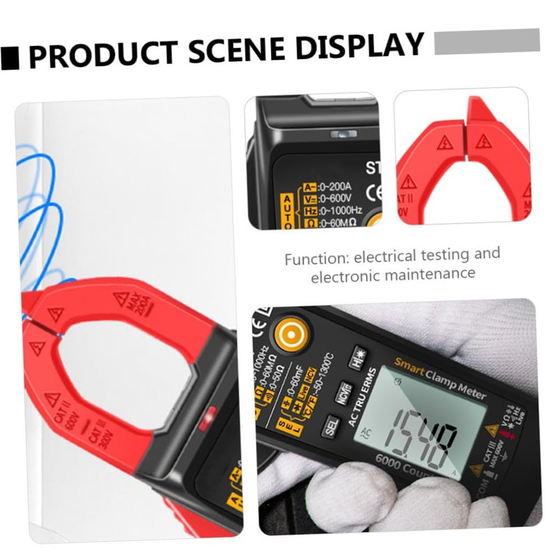 St190 Auto Digital Clamp Meter Multimeter Ac/dc Voltage Current Tester Electrician Tool Portable Red (Battery Not Included) for Electrical Repair and Measurement - Image 3
