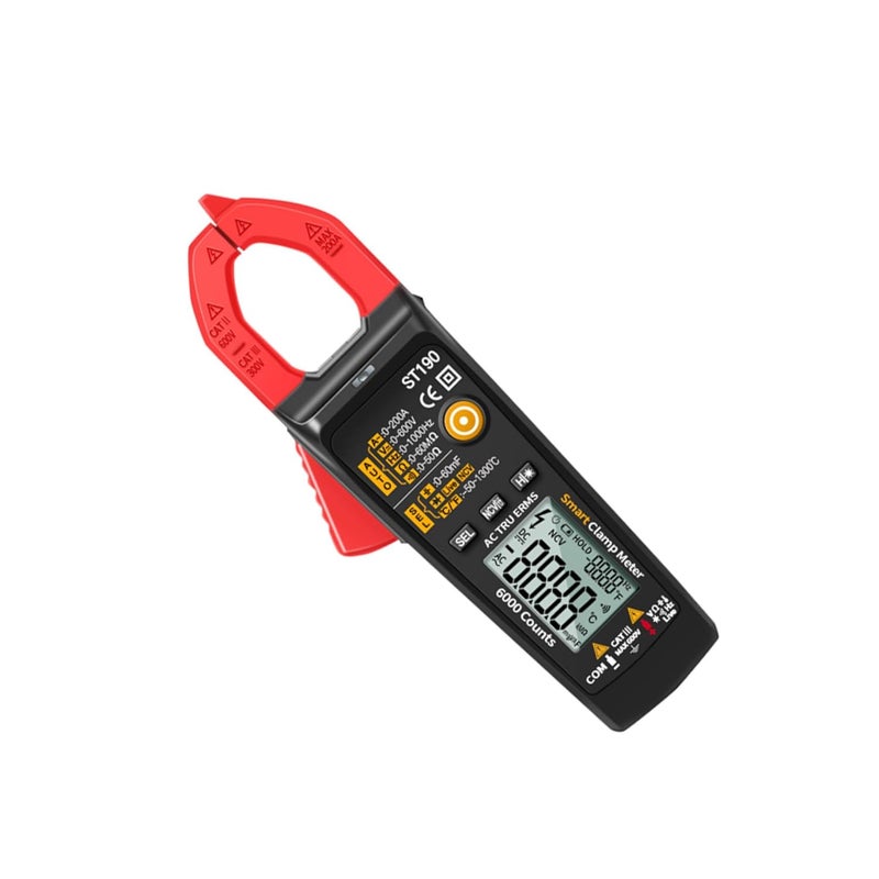 St190 Auto Digital Clamp Meter Multimeter Ac/dc Voltage Current Tester Electrician Tool Portable Red (Battery Not Included) for Electrical Repair and Measurement - Image 1