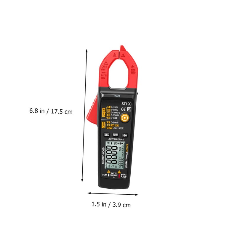 St190 Auto Digital Clamp Meter Multimeter Ac/dc Voltage Current Tester Electrician Tool Portable Red (Battery Not Included) for Electrical Repair and Measurement - Image 2