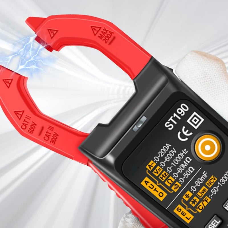 St190 Auto Digital Clamp Meter Multimeter Ac/dc Voltage Current Tester Electrician Tool Portable Red (Battery Not Included) for Electrical Repair and Measurement - Image 4