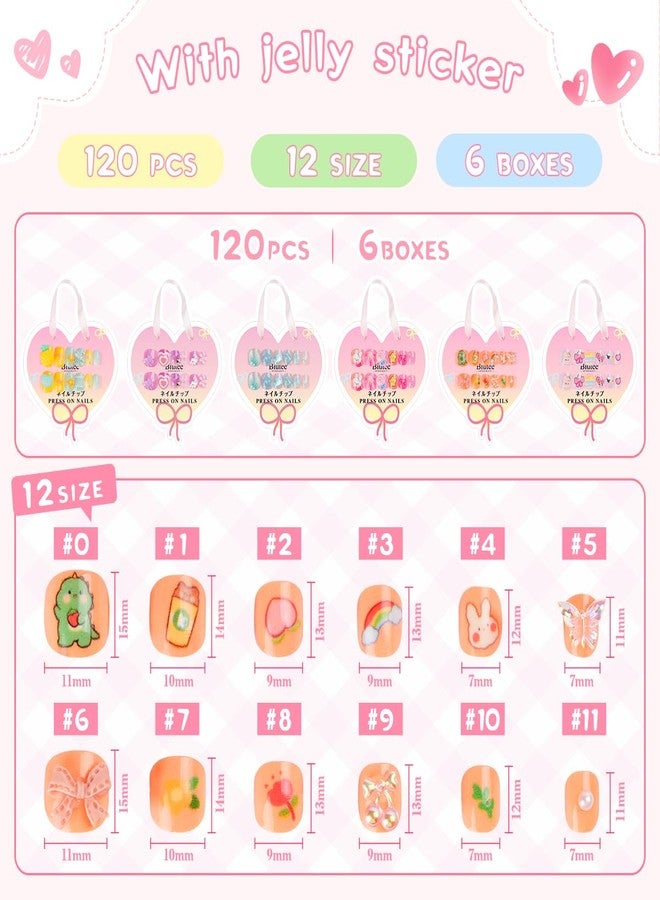 Biutee بيوتي 72 قطعة أظافر فرنسية للأطفال أظافر مضغوطة للأطفال تصميم 3D تغطية كاملة أظافر فرنسية قصيرة مجموعة أظافر مزيفة هدية رائعة للأطفال الفتيات الصغيرات زينة فن الأظافر حزمة قلبية - Image 5