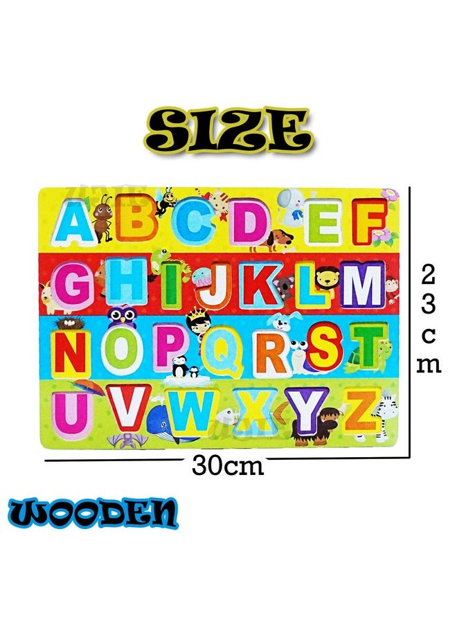 UJIE UJIE® Chunky Alphabets & Numbers Learning Tray with Thick Colorful Wooden Block Letters | Gift for Kids | Set of 2  - Image 3