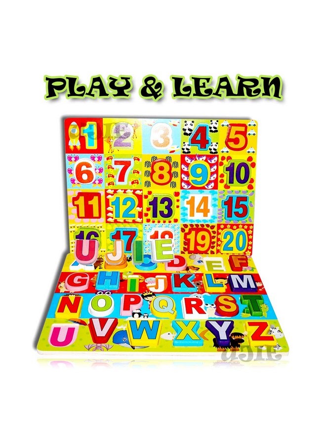 UJIE UJIE® Chunky Alphabets & Numbers Learning Tray with Thick Colorful Wooden Block Letters | Gift for Kids | Set of 2  - Image 5