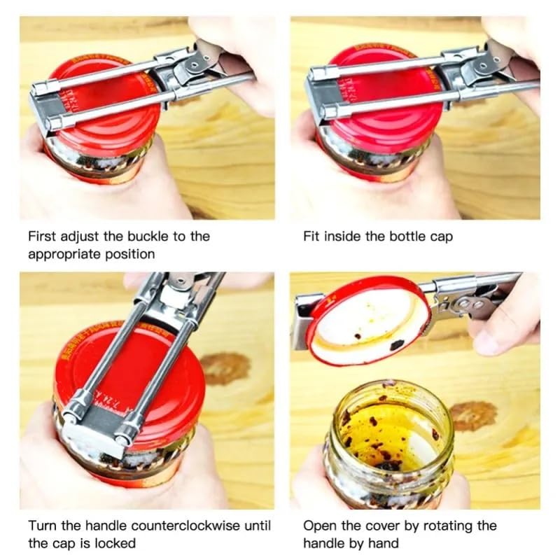 Digital Shoppy Master Opener Multifunctional Adjustable Stainless Steel Bottle Can Opener Jar Bottle Opener Lid Gripper Manual Jar Bottle Opener Kitchen Tools - Image 4