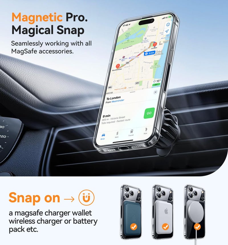 CANSHN 360° Spin Magnetic Stand for iPhone 17 Pro Max Case Clear with Camera Control [Full Camera Protection] [Compatible with Magsafe] Non-Yellowing Shockproof Protective Phone Cover 6.9" - Clear - Image 5