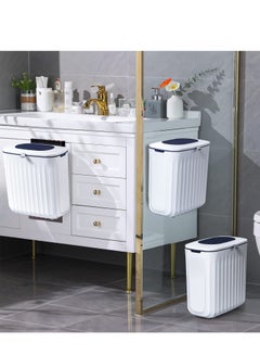 Generic 2.1-Gallon Kitchen Compost Bin with Lid - Wall-Mounted Hanging Trash Can for Under Sink or Cabinet Door, Odorless Plastic Garbage Can, Blue Color  - Image 4