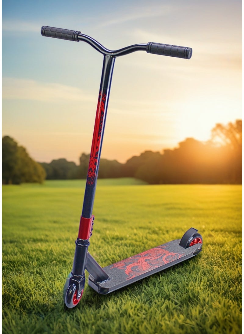 EASY FUTURE 2 Wheels Stunt Scooter Pro Trick Scooter with Aluminium Deck & Grip Tape, 110 mm Alloy Wheels, Wide T-Bar Handlebars, Steel Brake, Lightweight 360° Stunts for Beginners & Intermediates - Image 1