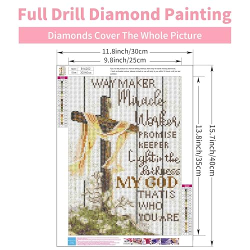 GEEHEIY Religious Diamond Art Kits for Adults, 5D Christian Cross Diamond Painting Kits for Beginner, DIY Jesus Cross Gem Art Dots for Adults, Perfect for Home Wall Decor 12x16 Inch - Image 3