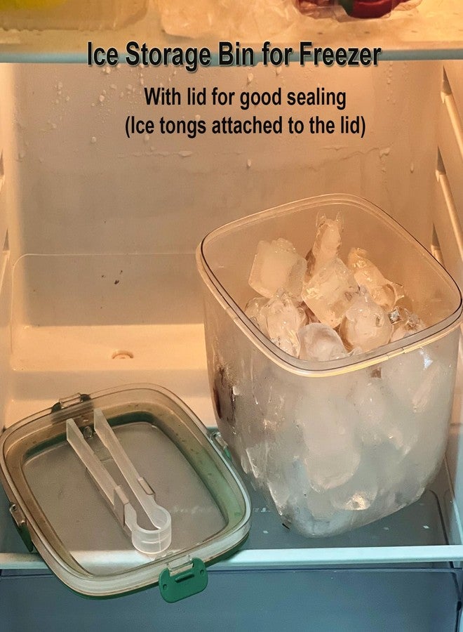Yamteck Portable Ice Bucket with Lid & Tong for Outdoor Camping, Clear Plastic Storage Bin for Freezer, Refrigerator, Whiskey, Wine, Cocktail Party, Big Cube Mold Tray for Ice Bath - Image 3