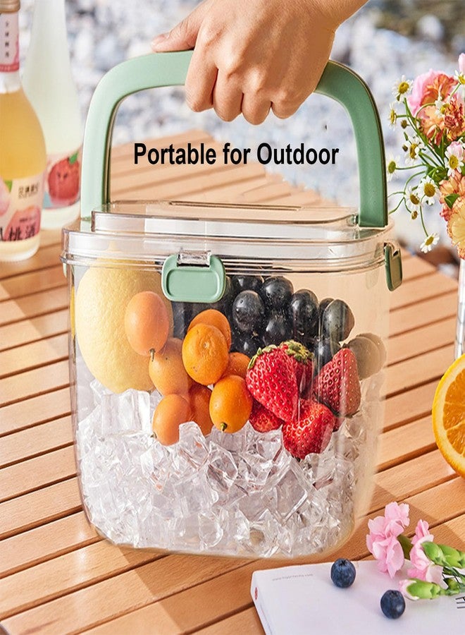 Yamteck Portable Ice Bucket with Lid & Tong for Outdoor Camping, Clear Plastic Storage Bin for Freezer, Refrigerator, Whiskey, Wine, Cocktail Party, Big Cube Mold Tray for Ice Bath - Image 5