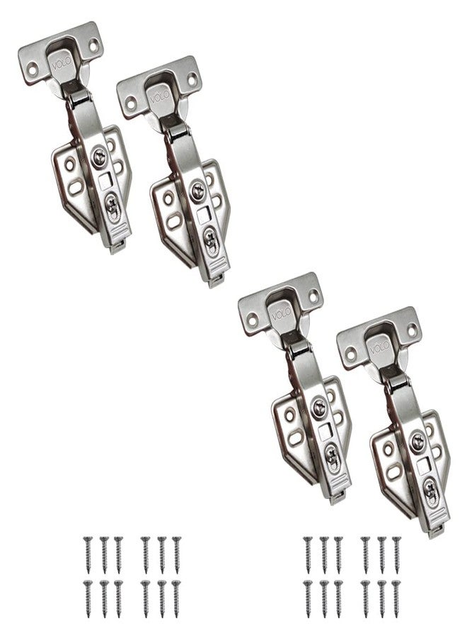 Volo European Style Steel Clip-on Soft Close Concealed Cabinet Hinges (Pack of 2 Sets), 0 Crank- Full Overlay - Image 1