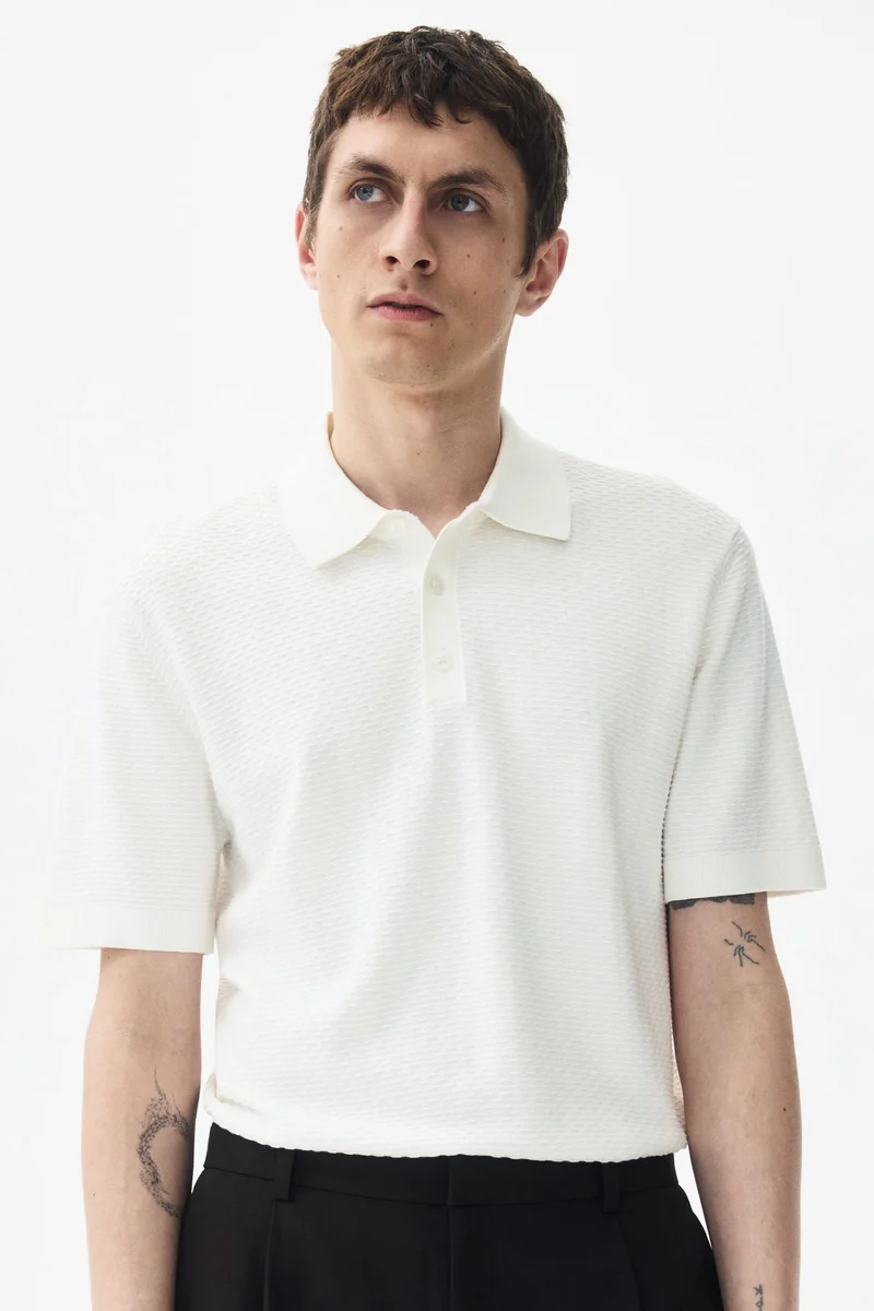 H&M Slim Fit Textured polo shirt