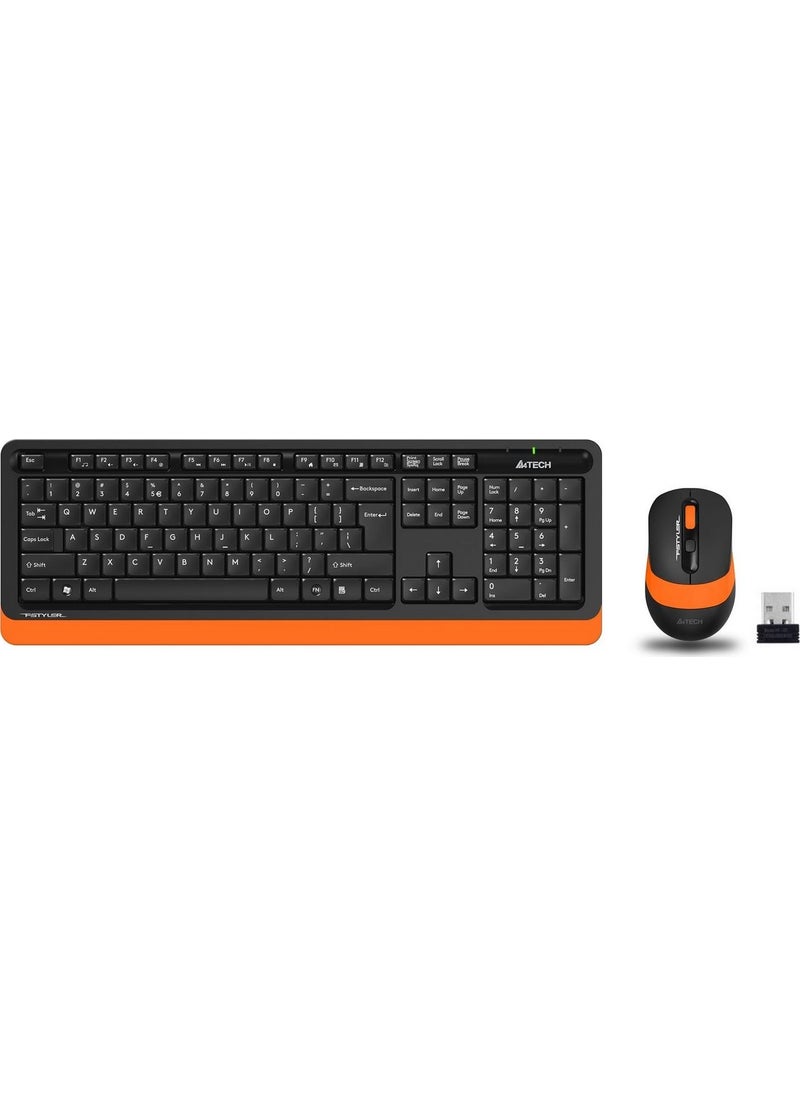 A4TECH FG1010 Wireless Q Trk Optic Mouse Black/Orange Multimedia Keyboard - Mouse Set  - Image 1