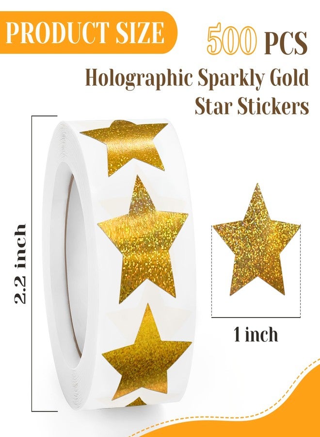 Imeepa 500 PCS Sparkly Gold Star Stickers, 1" Self-Adhesive Metallic Glitter Foil Sparkly Star Stickers for Reward Behavior Chart Labels, Kids, Students, Teachers Supplies - Image 2