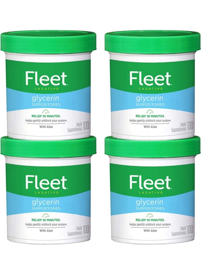 Fleet - Laxative Glycerin Suppositories For Adult Constipation, 100 Count (Pack Of 4) - Image 1