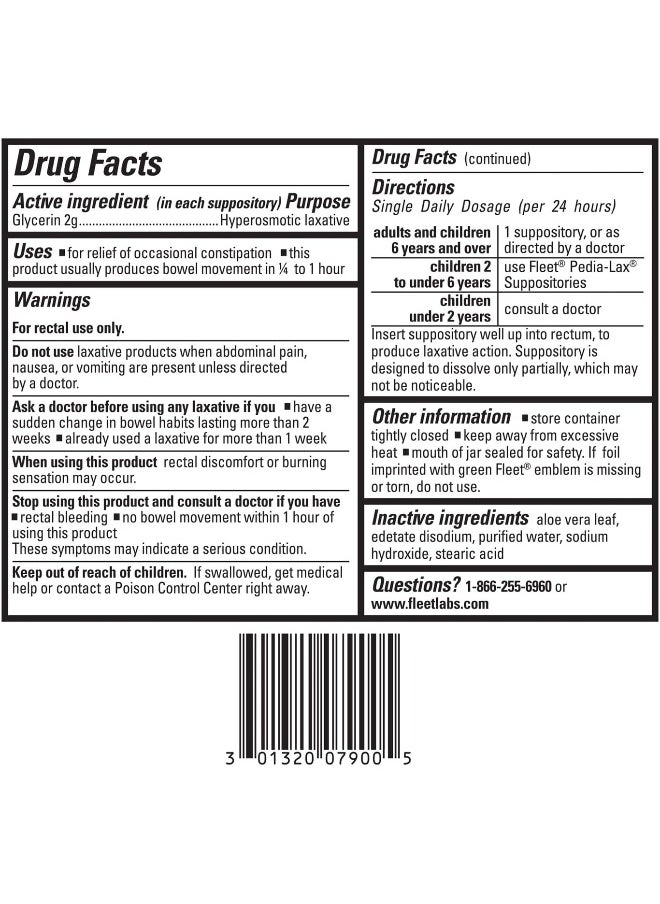Fleet - Laxative Glycerin Suppositories For Adult Constipation, 100 Count (Pack Of 4) - Image 1