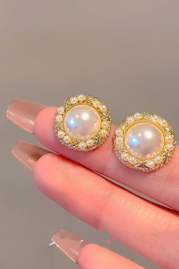 Goolsky S925 Sterling Silver Vintage French Pearl Circle Stud Earrings | Elegant & Delicate Designer Jewelry for Women  - Image 1