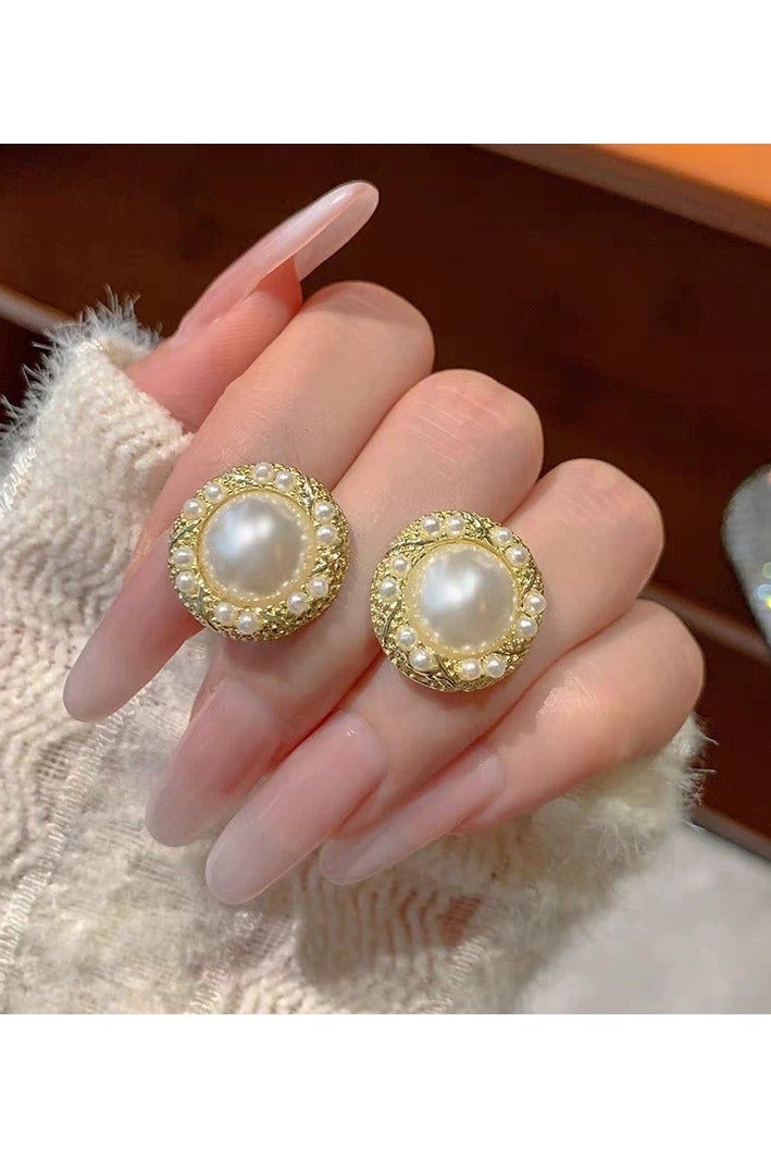 Goolsky S925 Sterling Silver Vintage French Pearl Circle Stud Earrings | Elegant & Delicate Designer Jewelry for Women  - Image 4