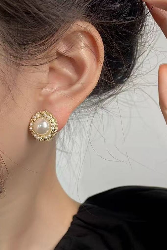 Goolsky S925 Sterling Silver Vintage French Pearl Circle Stud Earrings | Elegant & Delicate Designer Jewelry for Women  - Image 3