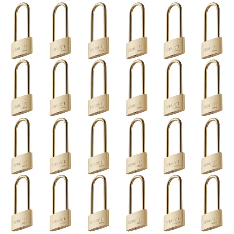 SEDORTI Weather Proof Locks with Same Key31322 Solid Brass Keyed Alike Padlocks with Long Brass Shackle Light Duty 112 Wide Body Marine Padlock Anti Rust Lock 24 Pack - Image 2