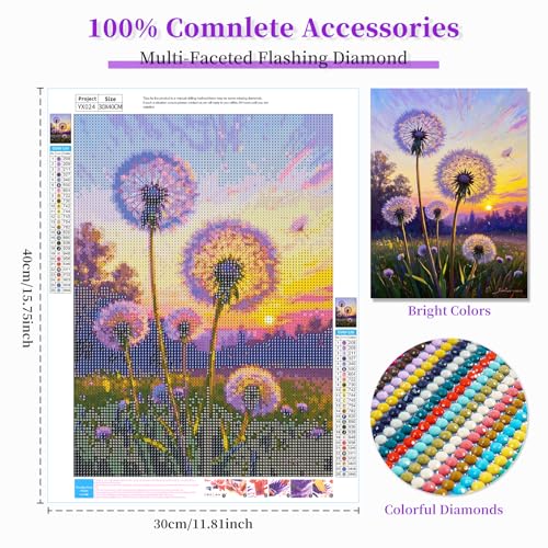 BWFY 12 Pack Diamond Art Kits for Adults5D Diamond Painting Kits for AdultsFlower Series Paint with Numbers Diamonds for Home Wall Decor Festival Gift 12x16 Inch - Image 3