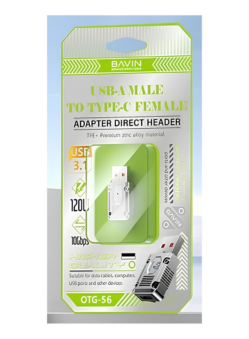 Bavin OTG-56 120W OTG Fast Charging & Data Transfer Adapter w/ 10Gbps Speed From USB to Type-C - Image 4