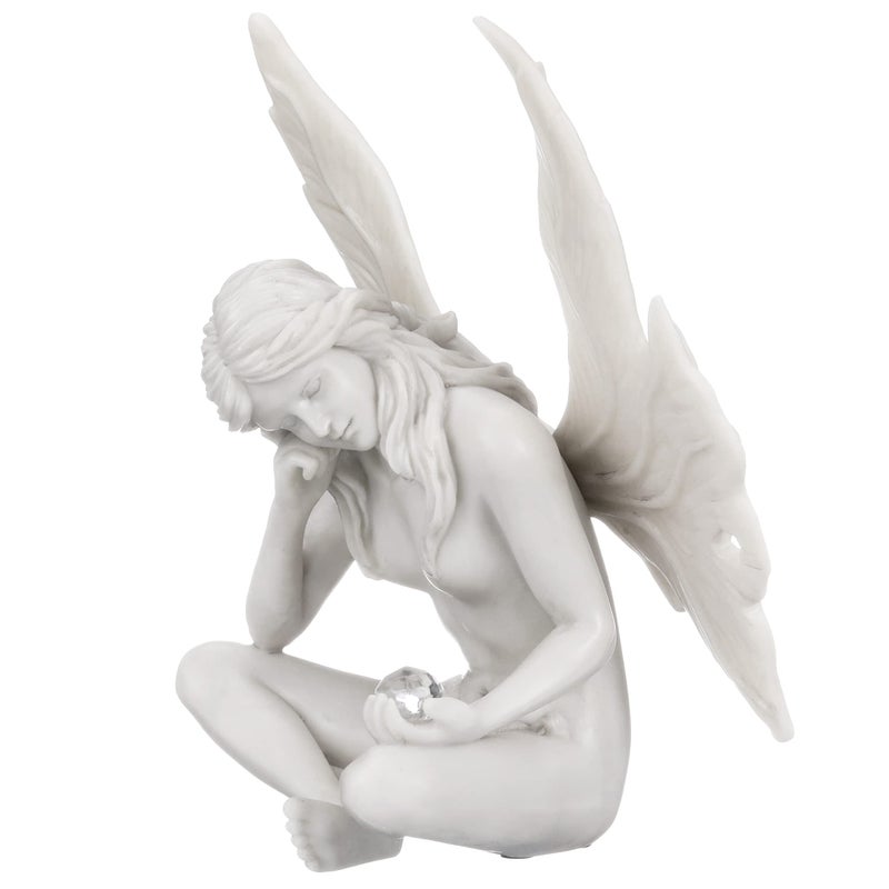 Design Toscano Gazing Secret Garden Fairy Woman Statue Figurine, 7 inches wide, 10 inches tall, Cast Stone Resin, Antique Stone Finish - Image 3
