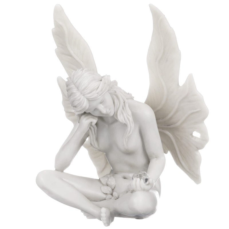 Design Toscano Gazing Secret Garden Fairy Woman Statue Figurine, 7 inches wide, 10 inches tall, Cast Stone Resin, Antique Stone Finish - Image 2