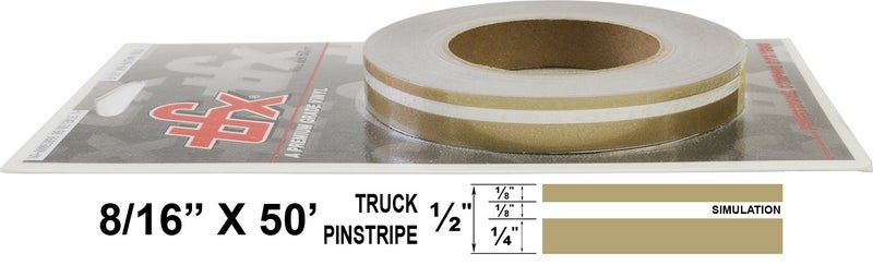 Universal TFX 00083098 - Auto Customizing Dual Pinstripe - 8/16" x 50' (1/4” Stripe, 1/8" Gap, Then 1/8” Stripe) - 098-Autumn Gold Metallic - Image 2