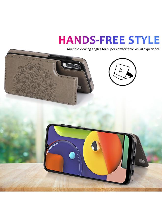 S-TOP Case For Samsung Galaxy A50 / A50s Double Buckle Mandala Pattern PU+TPU Protective Case with Card Slots & Holder & Photo Frame - Image 5