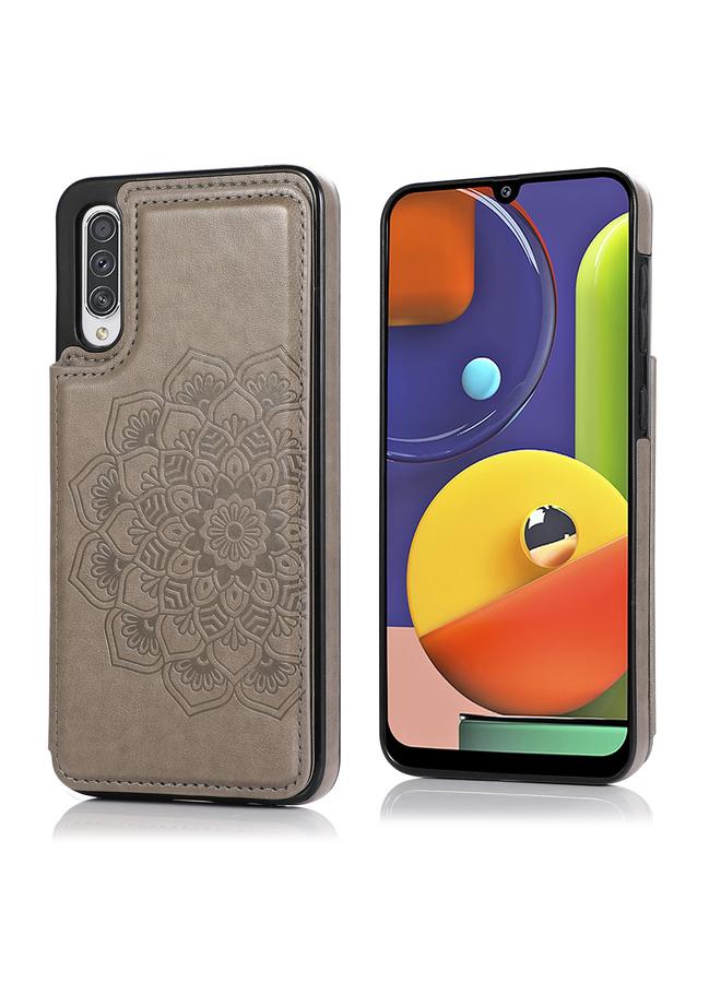 S-TOP Case For Samsung Galaxy A50 / A50s Double Buckle Mandala Pattern PU+TPU Protective Case with Card Slots & Holder & Photo Frame - Image 1