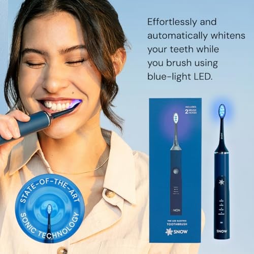 SNOW LED Whitening Electric Toothbrush | Dentist-Designed Electric Toothbrush for Adults | Sonic Technology, LED Light, Modes, Timer, Rechargeable Plaque Removal & Teeth Whitening Polar Blue Gen2 - Image 3