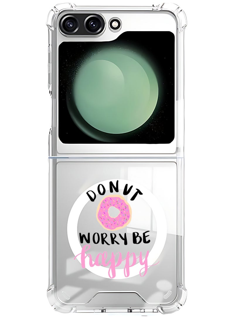 Theodor Magnetic Case for Samsung Galaxy Z Flip 5 Compatible with MagSafe Wireless Charging, Shockproof Phone Bumper Cover dont-worry-be-happy - Image 1
