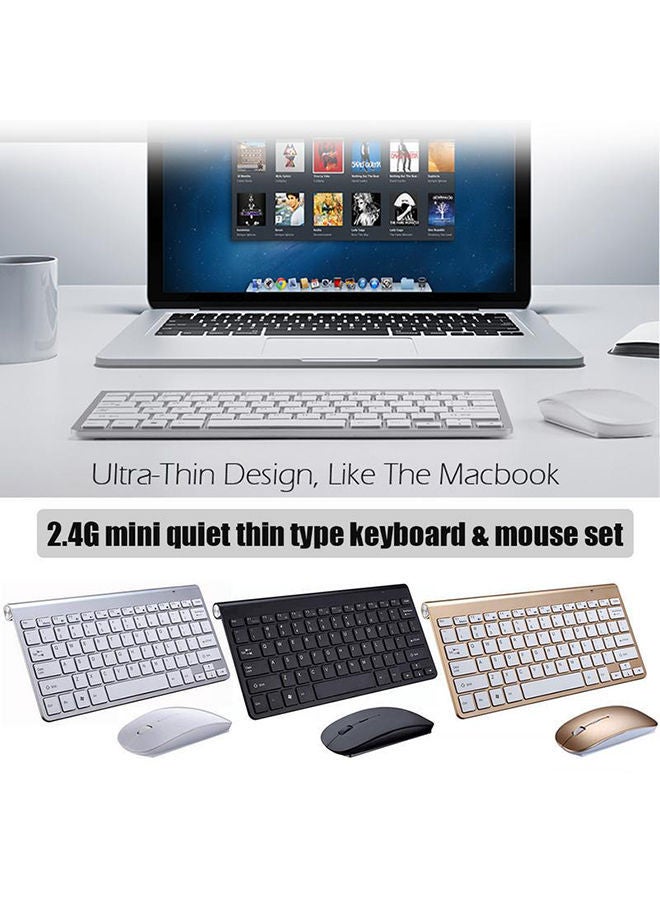 NIBEMINENT 2.4G Textured Ultra Thin Wireless Keyboard Mouse Combo For Apple Mac Silver  - Image 2