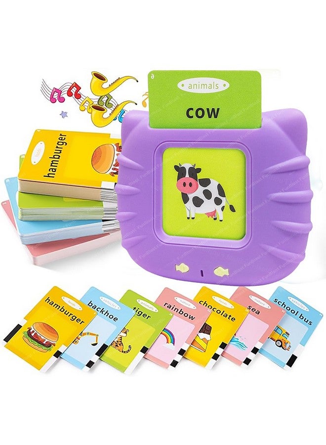 فنبلاست بطاقات تعليمية ناطقة من فن بلاست للأطفال، ألعاب تعليمية للأطفال، بطاقات تعليمية باللغة الإنجليزية، ألعاب تعليمية مونتيسوري للأطفال من عمر سنتين إلى أربع سنوات، أولاد وبنات - ١١٢ بطاقة مزدوجة الجوانب (أرجوانية) - Image 1