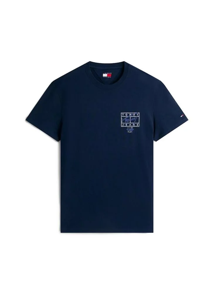 Tommy Jeans Dark Night Navy Regular Sign Spray T-Shirt for Men | Best Price UAE