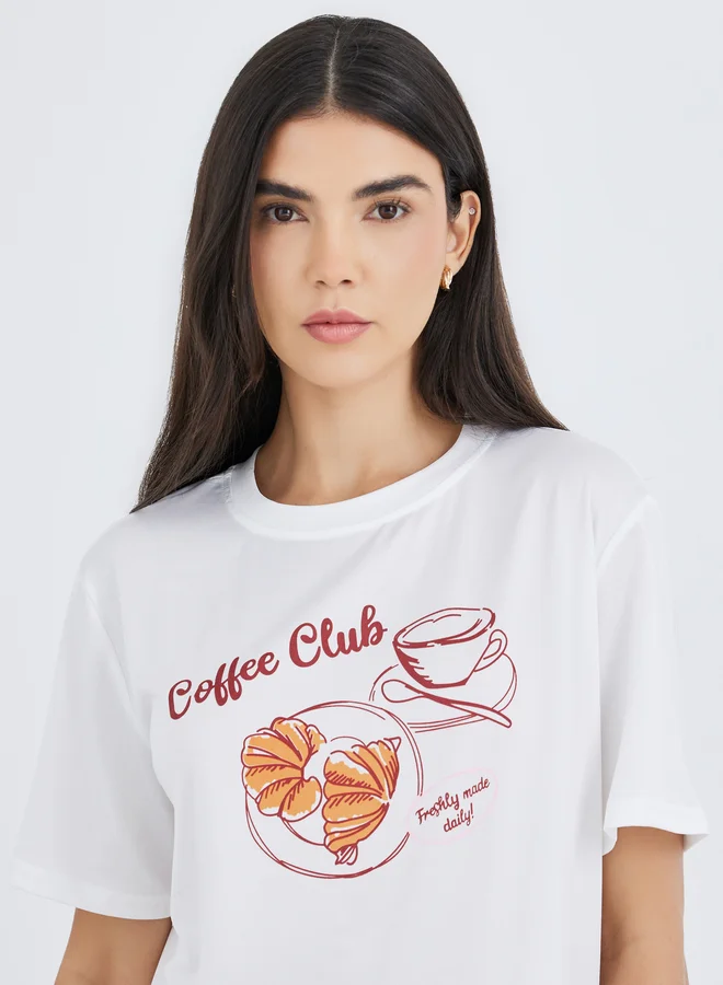 Take Two Take Two Graphic Print T-Shirt and Striped Pyjama Set