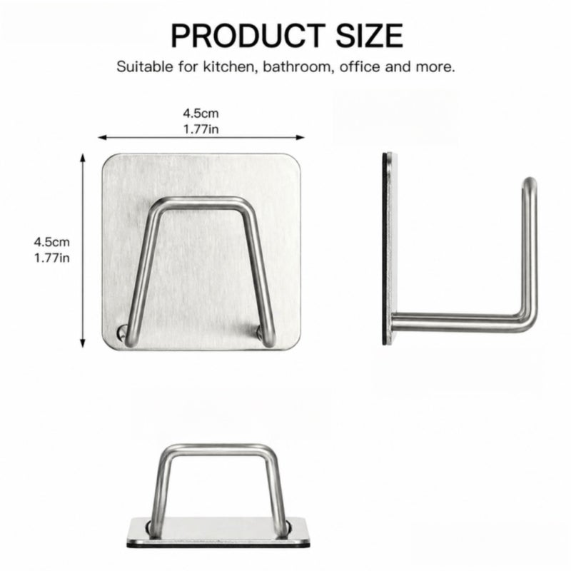 1pc/3pcs/4pcs/5pcs Multiple Specifications Available Stainless Steel Sink Sponge Rack Self-Adhesive No-Punching Kitchen Storage Rack Household Countertop Rag Sponge Draining Rack Thickened Durable Metal Material Kitchen Cleaning Supplies Neat Storag - Image 5