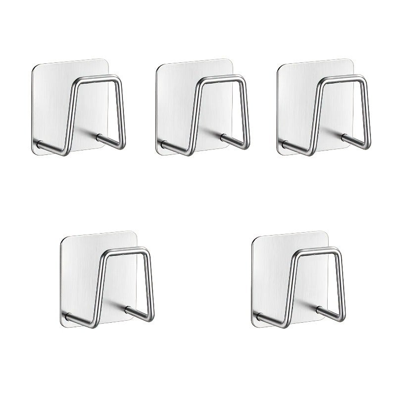 1pc/3pcs/4pcs/5pcs Multiple Specifications Available Stainless Steel Sink Sponge Rack Self-Adhesive No-Punching Kitchen Storage Rack Household Countertop Rag Sponge Draining Rack Thickened Durable Metal Material Kitchen Cleaning Supplies Neat Storag - Image 1