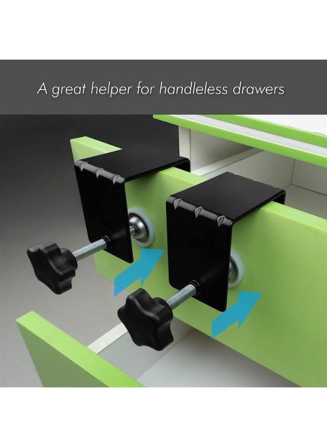 4PCS Drawer Front Panel Installation Clamps Cabinet Hardware Jig C Clamps Thicker Drawer Drill Hole Guide U Clamp with Big Silicone Protective Pads  - Image 2