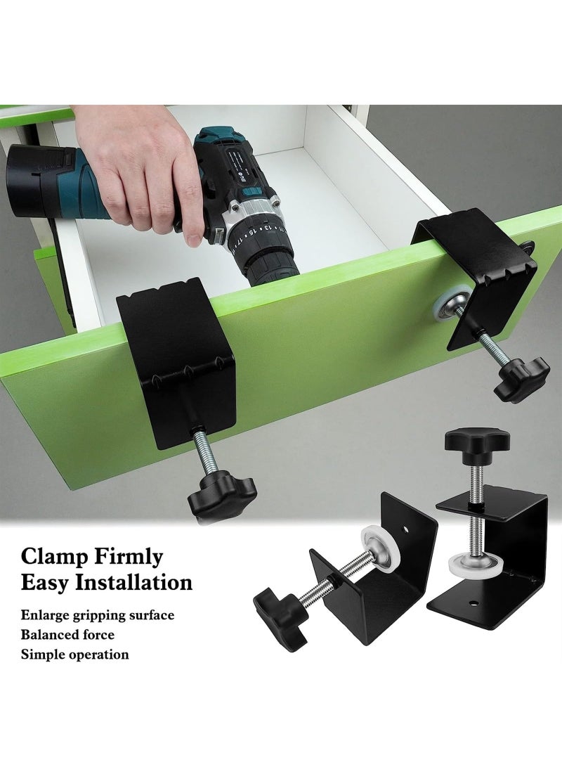 4PCS Drawer Front Panel Installation Clamps Cabinet Hardware Jig C Clamps Thicker Drawer Drill Hole Guide U Clamp with Big Silicone Protective Pads  - Image 4
